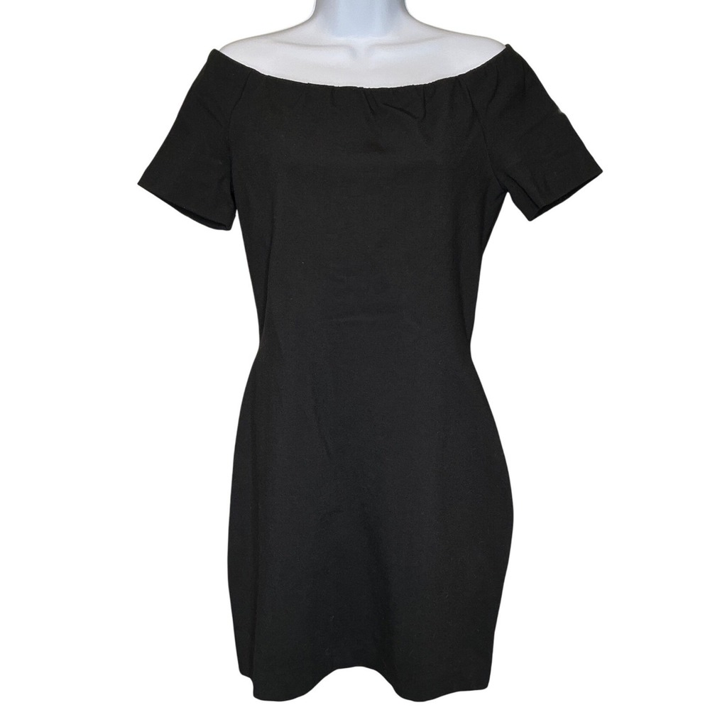 STEFANEL Black Off Shoulder Mini Dress Sz M Going Out Cocktail Party LBD Italian